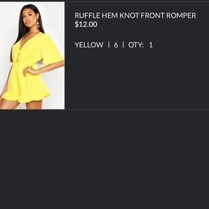 Boohoo Yellow Romper Tie Front
